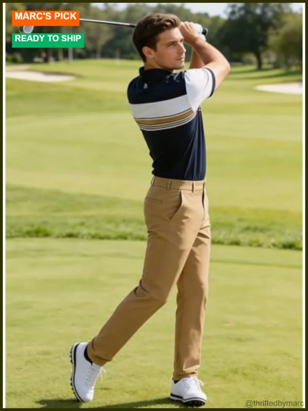 Men's Stretch Golf Pants Quick Dry Lightweight Straight Leg Slacks with Pockets